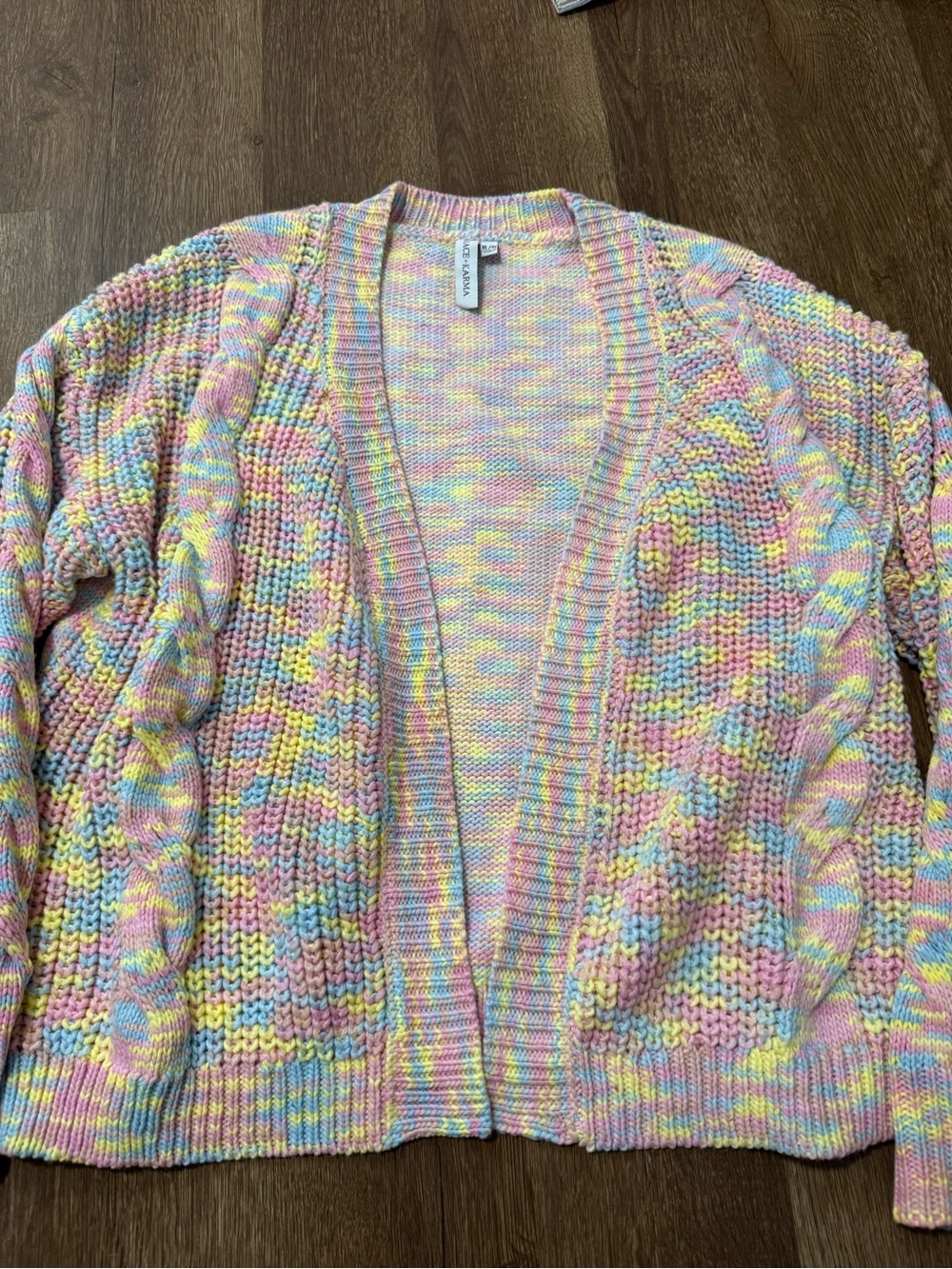 Grace+Karma Rainbow Chunky Knit Cardigan XL/1X